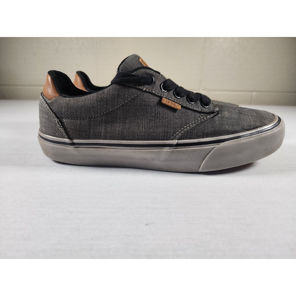 Vans Atwood Deluxe Mens 8.5 Gray Denim Textile Skate Shoes Low Top Sneakers - Picture 3 of 9